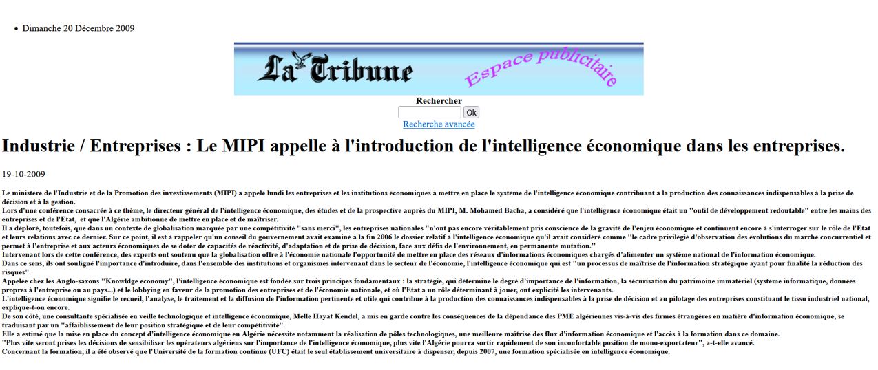 Algérie et intelligence économique