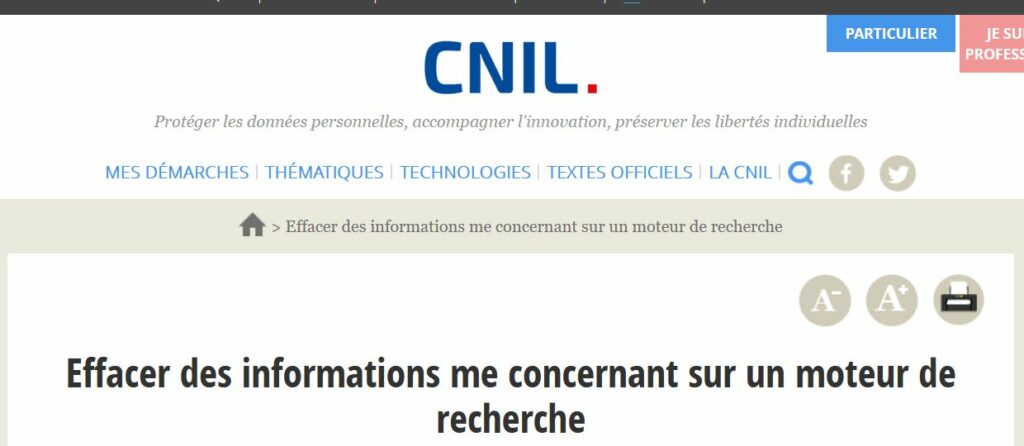 Effacer des données d'un moteur de recherche