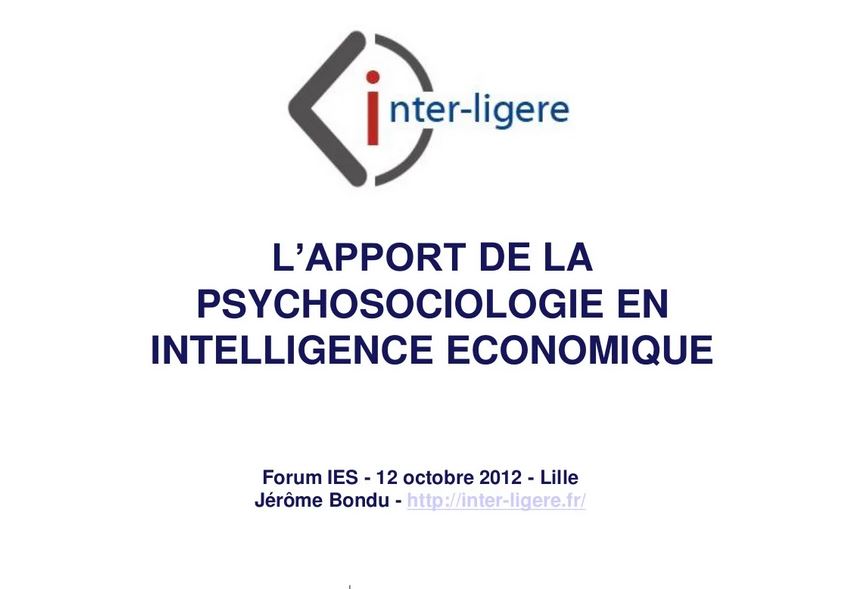 Psychologie sociale et intelligence économique